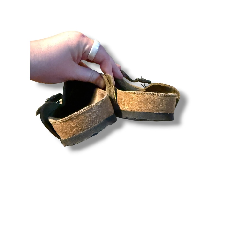 Birkenstock London Clogs‎ Womens EU 38 Olive Green Suede Leather Buckle Slip On - Picture 4 of 9